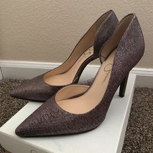 Jessica Simpson multi-bronze Sparkle Mesh heels